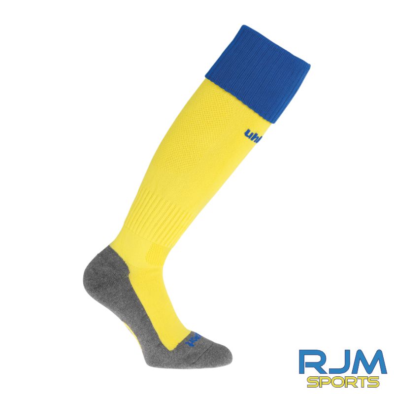 Cumbernauld Colts FC Home Uhlsport Club Sock Lime Yellow Azure Blue