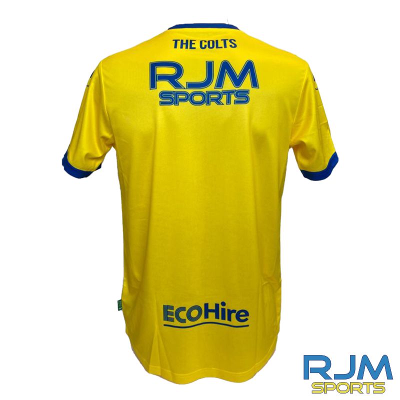 Cumbernauld Colts FC Uhlsport Home Shirt Lime Yellow Azure Blue - Image 2