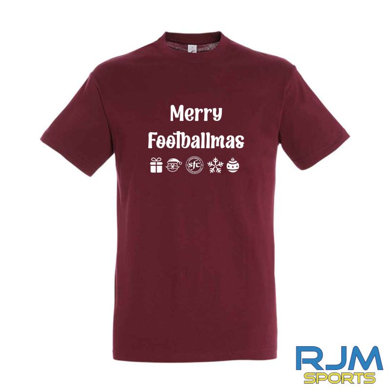 Stenhousemuir FC Christmas Merry Footballmas T-Shirt - Image 3