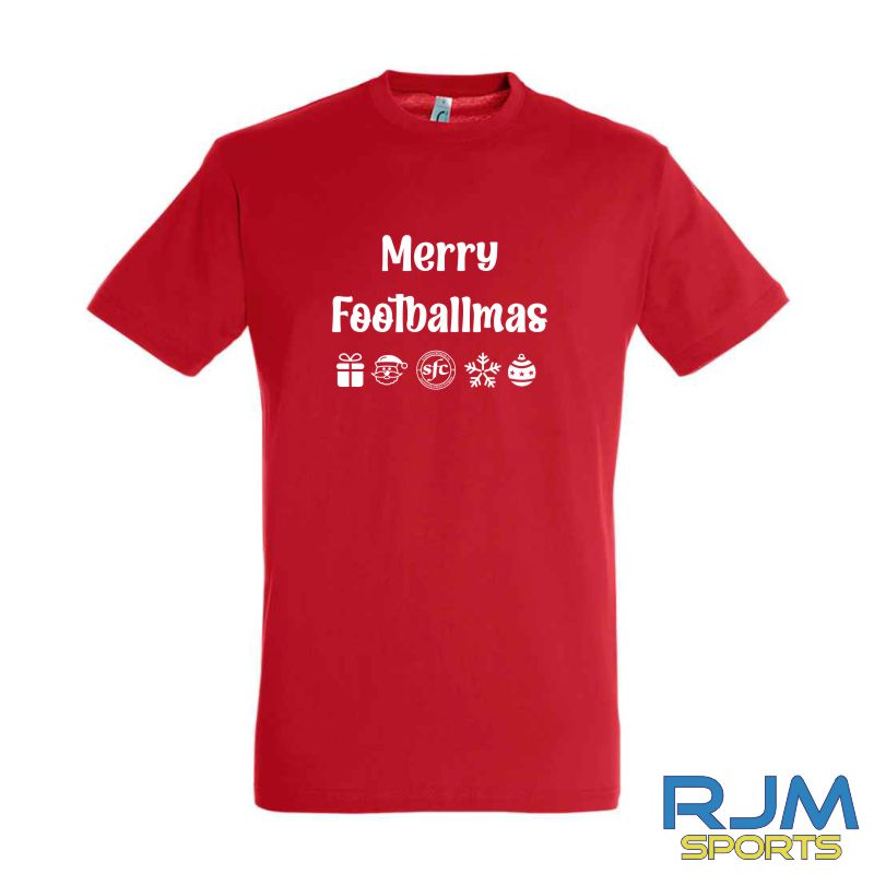 Stenhousemuir FC Christmas Merry Footballmas T-Shirt - Image 4