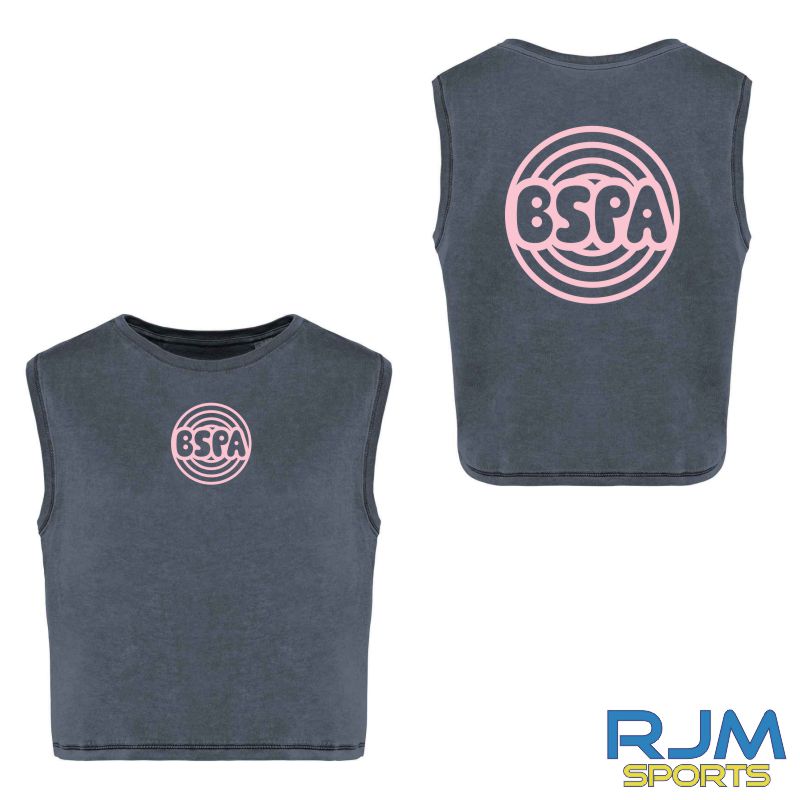 BSPA Adults Circle Logo Cropped Tank Top Mineral Grey - Image 3