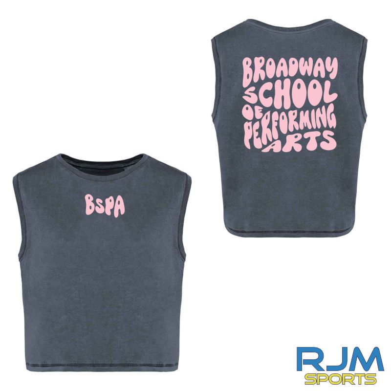 BSPA Adults Groovy Logo Cropped Tank Top Mineral Grey - Image 3