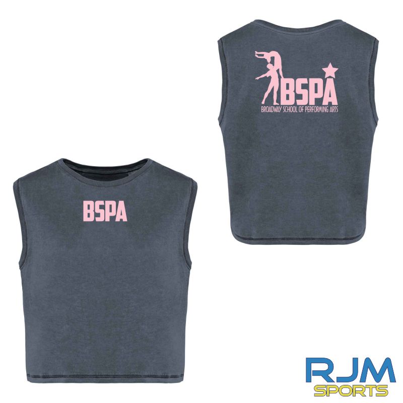 BSPA Adults Original Logo Cropped Tank Top Mineral Grey - Image 3