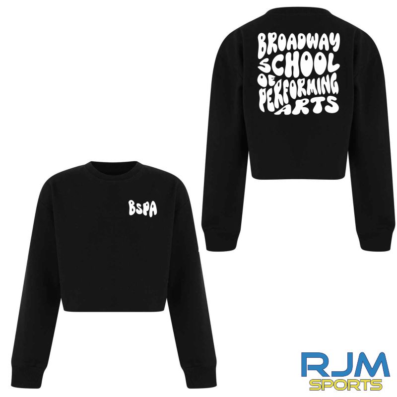 BSPA Adults Groovy Logo Cropped Sweatshirt Black - Image 2