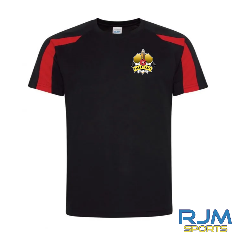 Pickleball Stirling AWDis Cool Contrast Wicking T-Shirt Black/Red