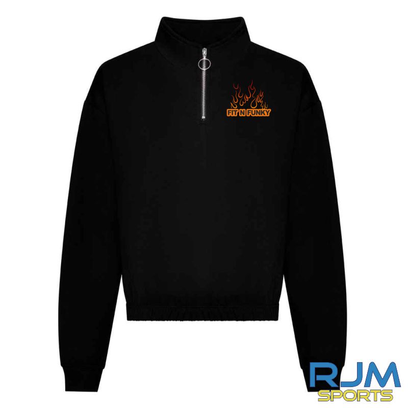 Fit n Funky AWDis Cropped 1/4 Zip Sweatshirt Black