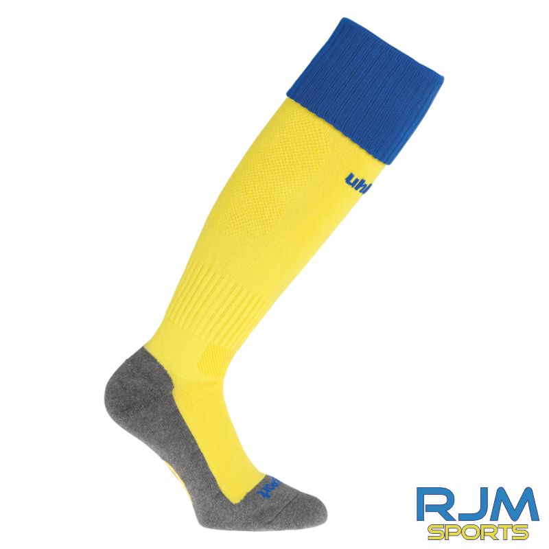 Dunipace FC Uhlsport Club Away Socks Lime Yellow/Azure Blue
