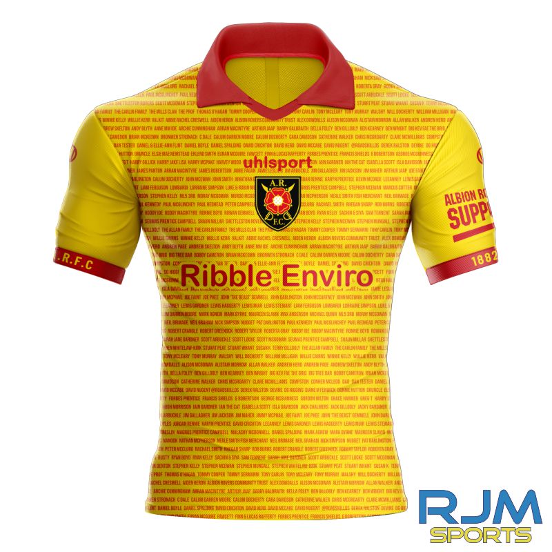 Albion Rovers FC 2025/26 Uhlsport Home Shirt Lime Yellow/Red