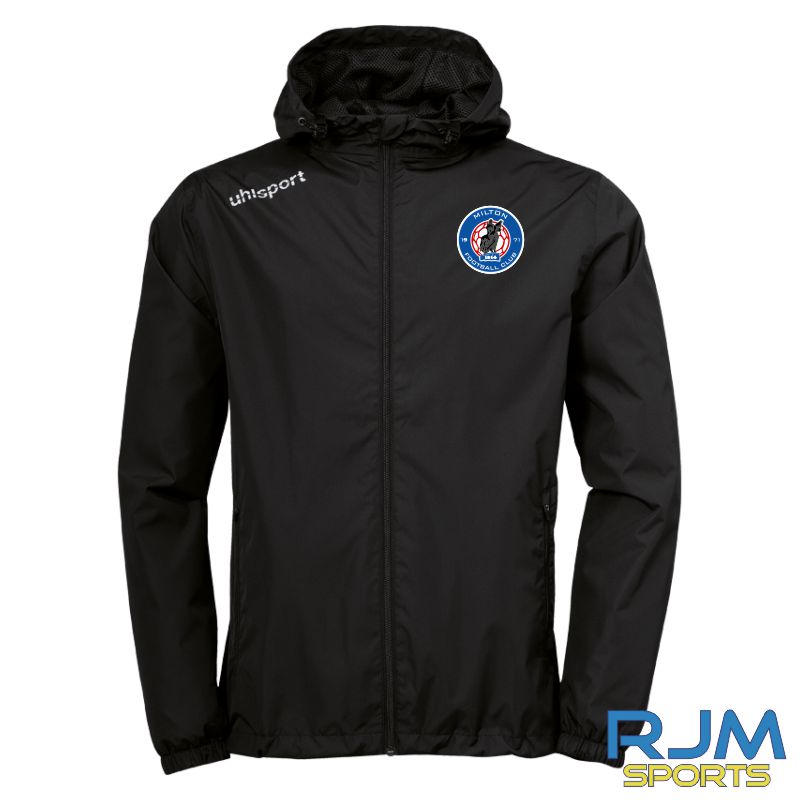 Milton FC Coaches Kit Uhlsport Essential Rain Jacket Black