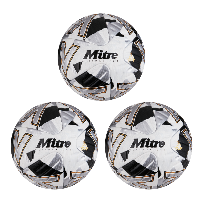 Mitre Ultimax Evo 23 Football - 3 Ball Deal White/Silver/Black