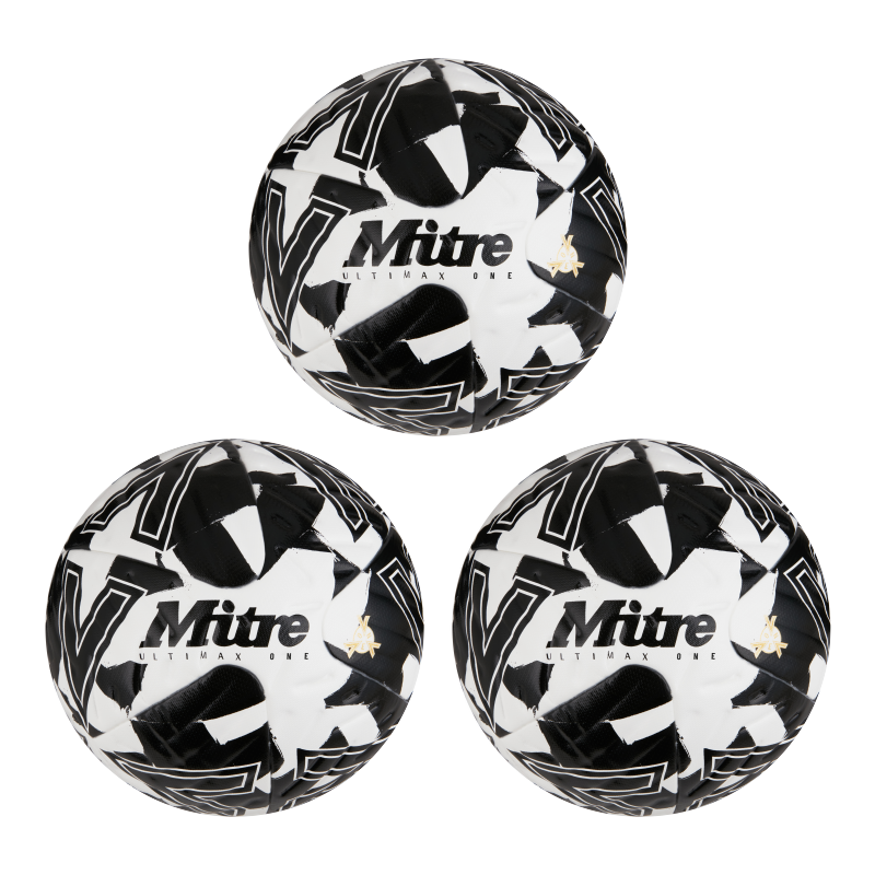 Mitre Ultimax One 23 Football - 3 Ball Deal White/Black