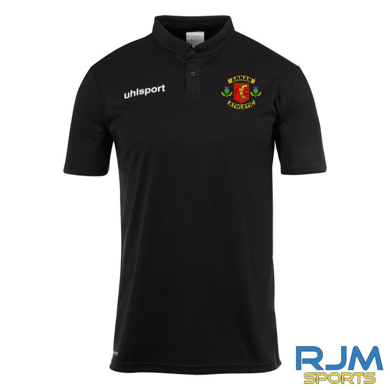 Annan Athletic FC Uhlsport Essential Poly Polo Shirt Black