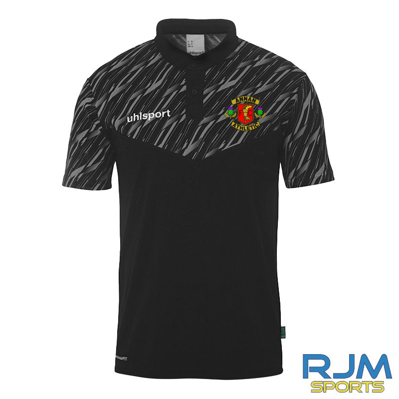 Annan Athletic FC Uhlsport Progressive 28 Polo Shirt Black