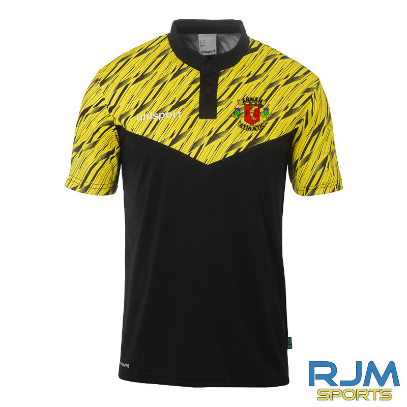 Annan Athletic FC Uhlsport Progressive 28 Polo Shirt Yellow/Black