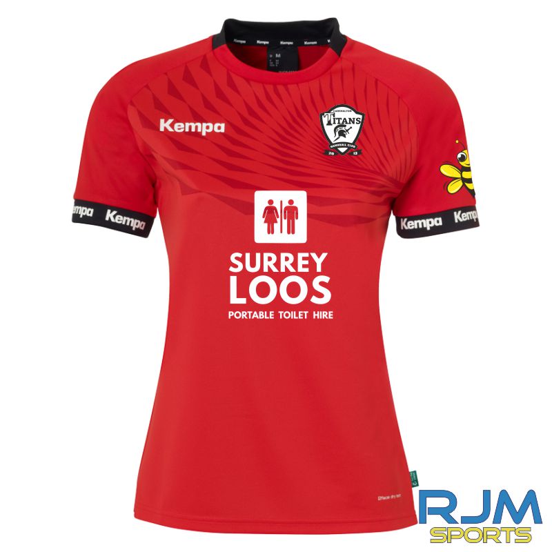 Carshalton Titans Handball Club Women's Kempa Wave 26 Home Shirt Red/Black